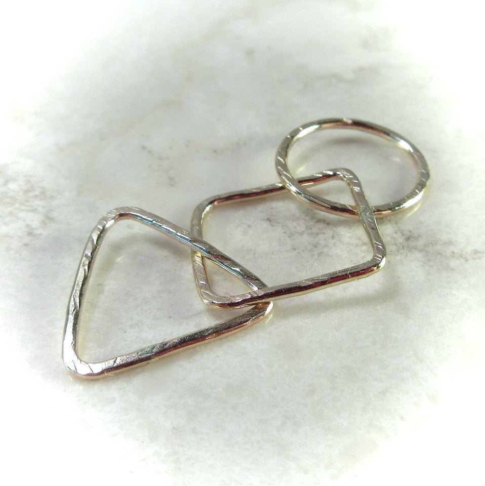 Links - Triple, 10mm, 1mm, Triangle, Square, Circle, Choose Your Metal