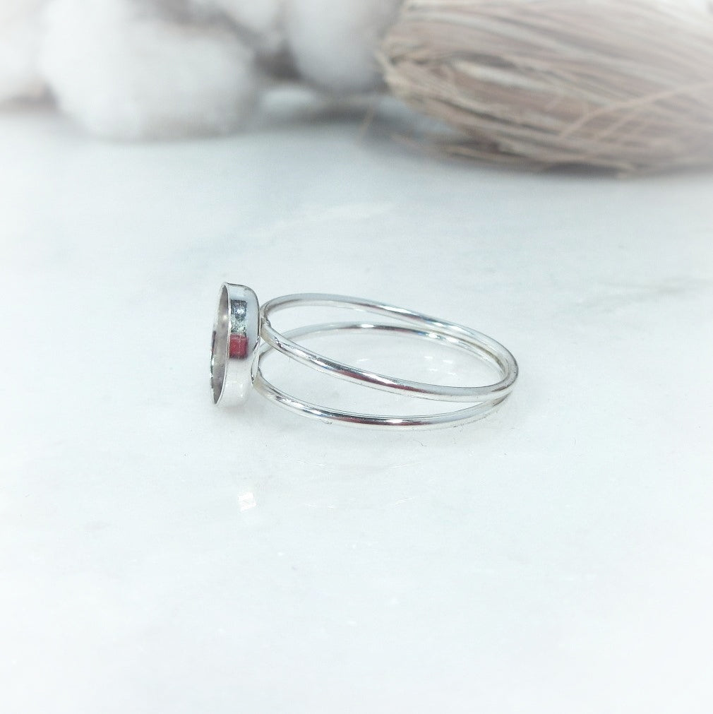 side view double band round bezel cup ring setting