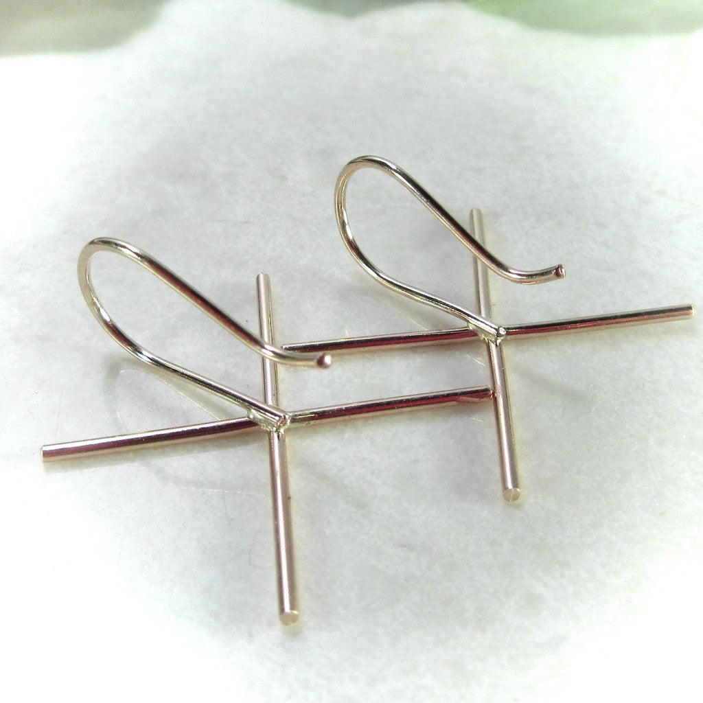 Raw Gemstone Earring Settings - French Ear Wire, 4 Prong, Solid 14k Gold