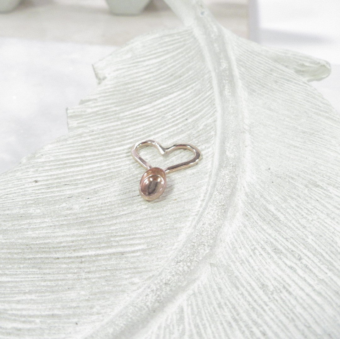Bezel Cup Pendant Heart - Oval Bezel Cup, Choose Your Cup Size, Choose Your Metal