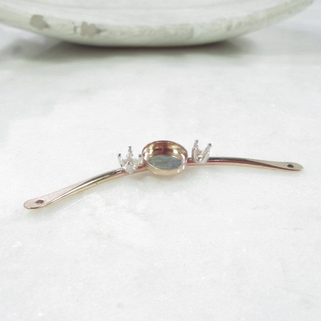 Bezel Cup Pendant Mixed - Bar Faceted Bezel Cup, Choose Your Cup Size, Choose Your Metal