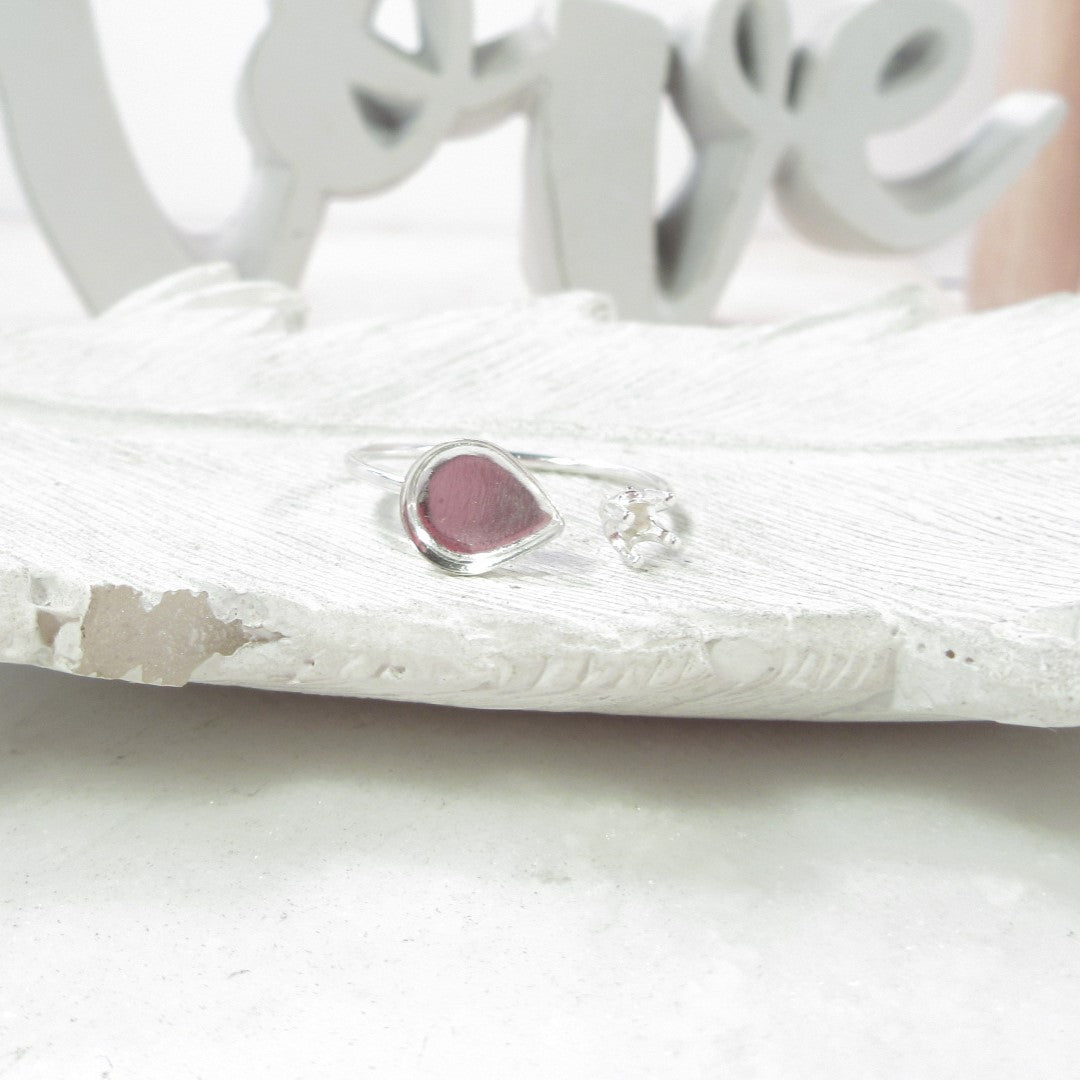 Bezel Cup Ring Setting - Open Prong, Pear, 1.5mm Band, Choose Your Cup, Choose Your Metal