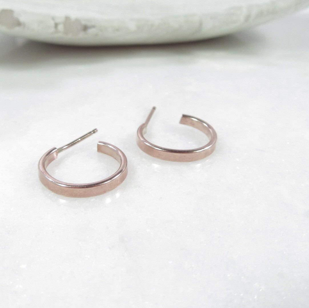 Small Wide Post Hoop Earrings - Plain 2mm