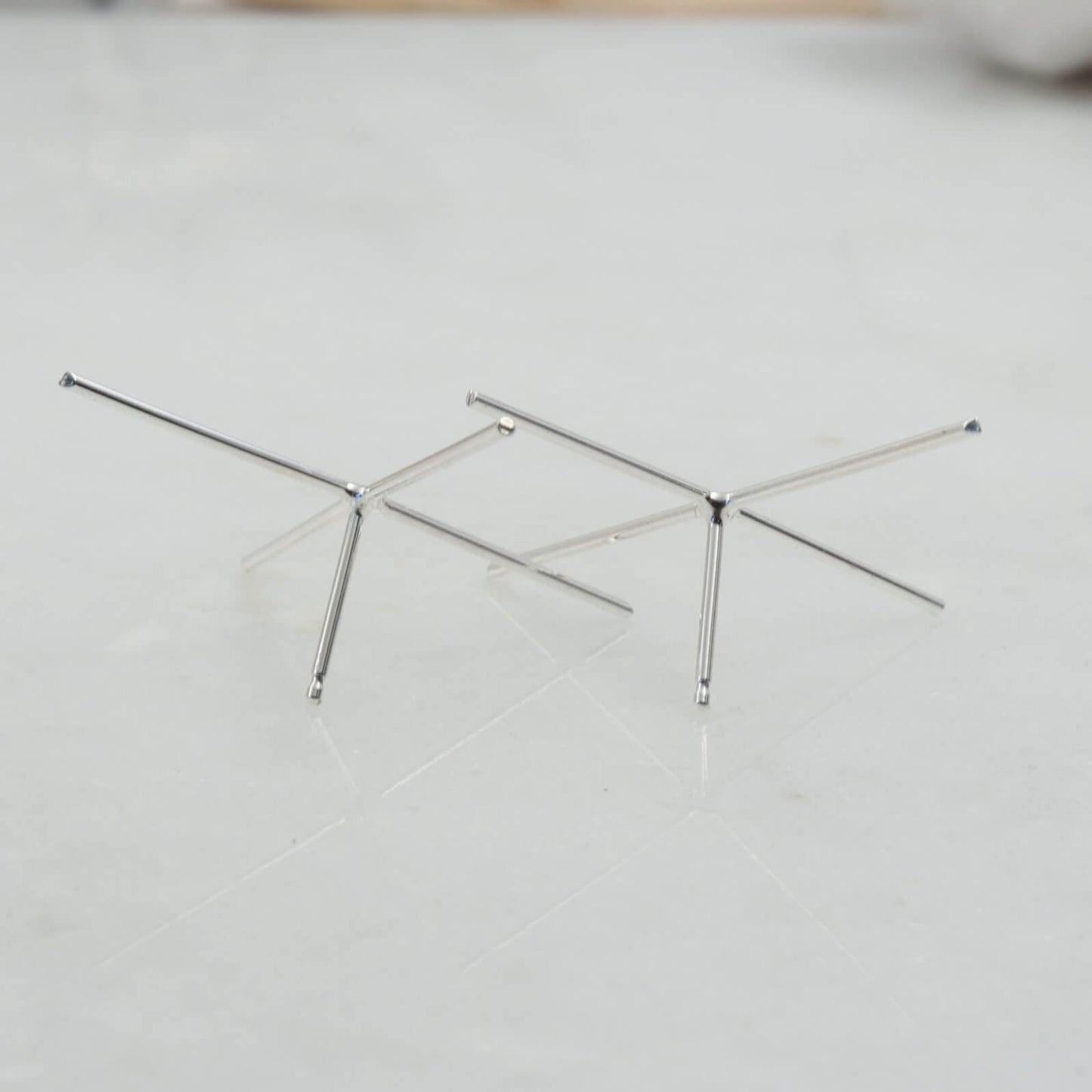 Raw Gemstone Earring Settings - 4 Prong Post, Choice Of Metals