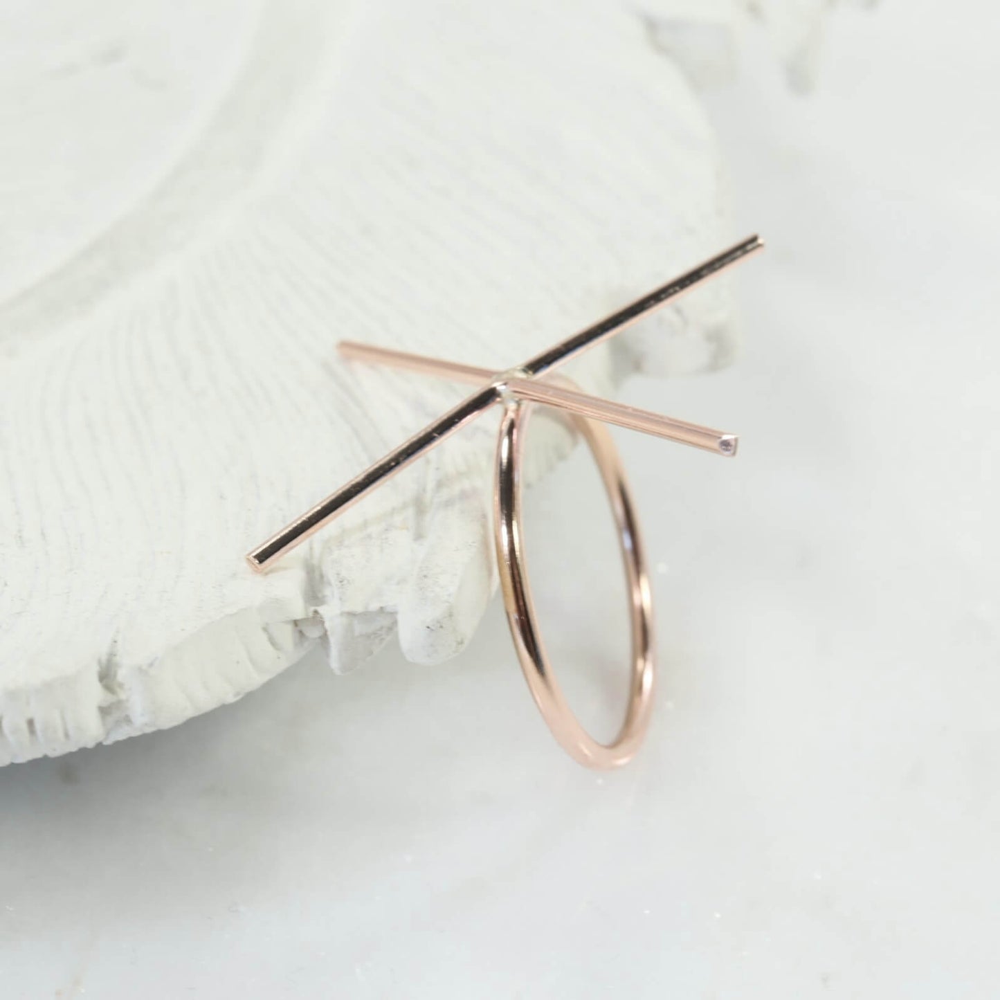 Raw Gemstone Ring - Plain, 1mm Band, Solid 14k Gold