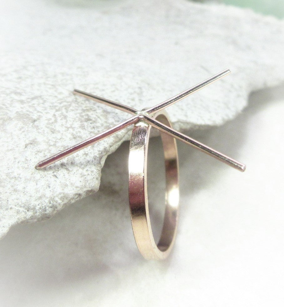 Raw Gemstone Ring - Plain Flat, 3mm Band, Choose Your Metal