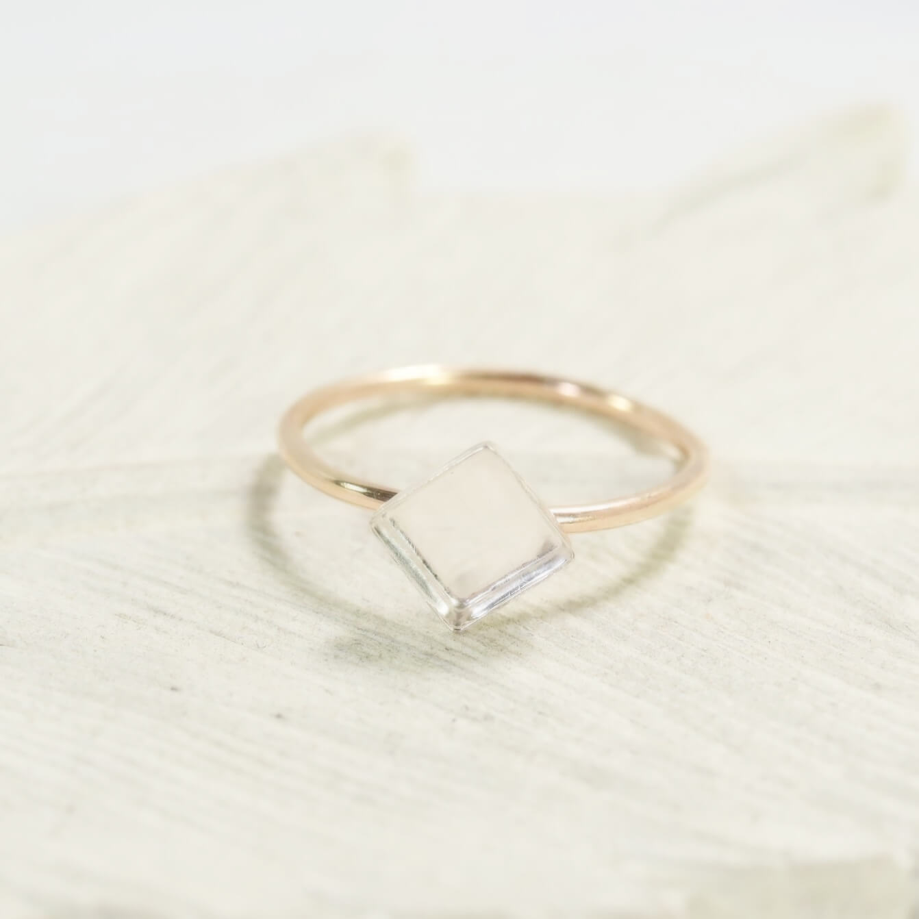 Bezel Cup Ring Setting - Plain, Angled Square, 2mm Band, Choose Your Cup, Choose Your Metal