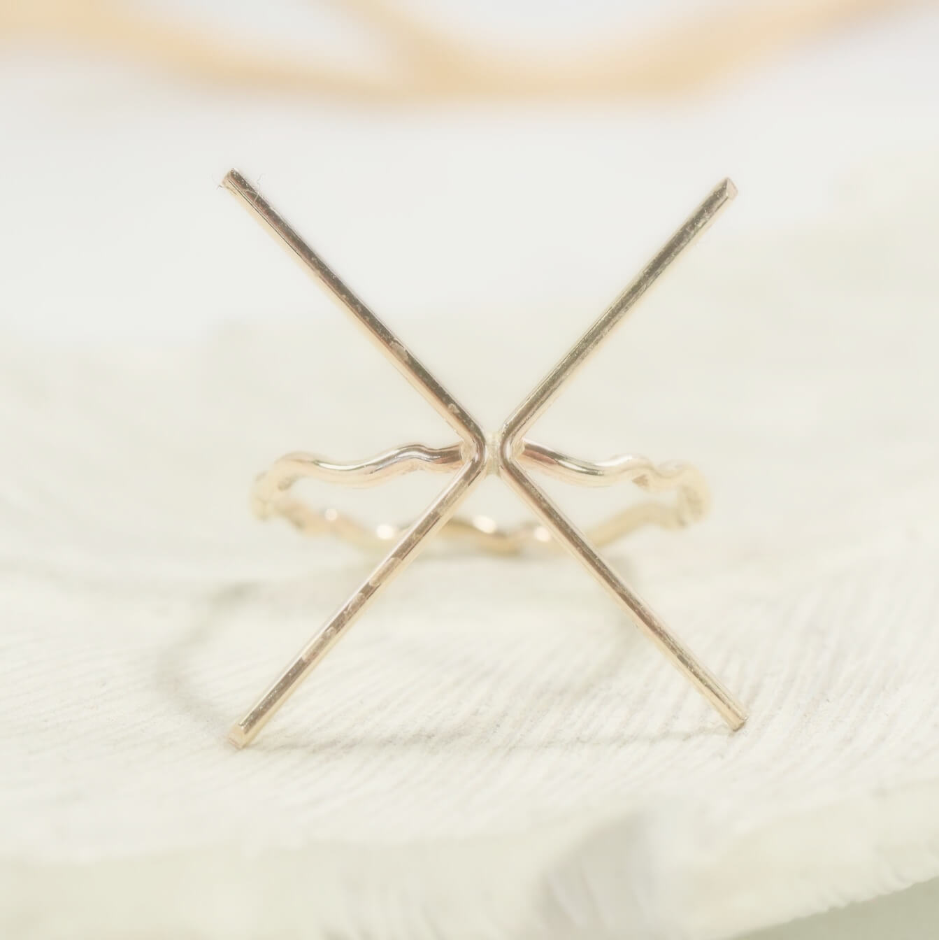 Raw Gemstone Ring - Wave, 1.5mm Band, Solid 14k Gold