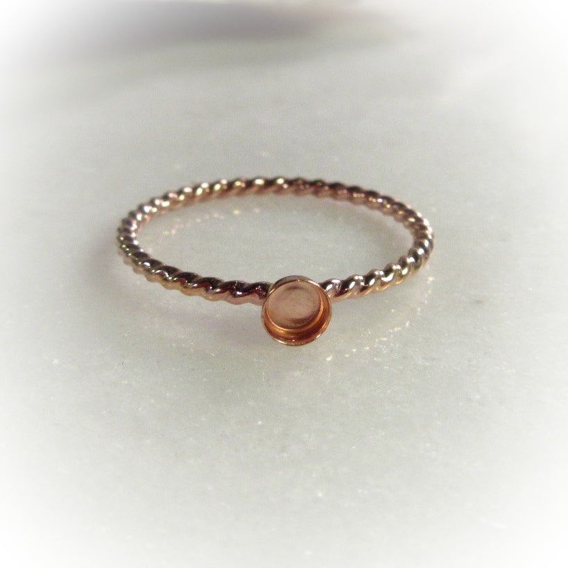 bezel cup ring setting solid 14k rose gold