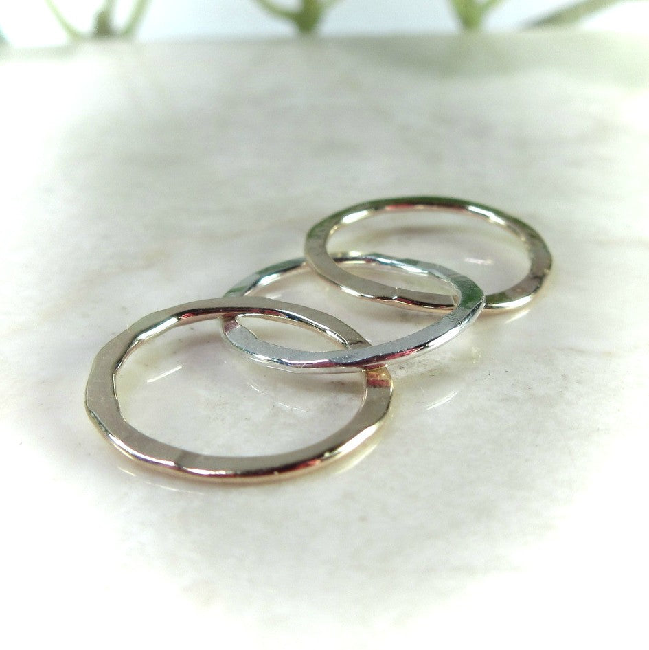 Links - Triple, 12mm, 1mm, Gold, Silver, Gold Choose Your Metal