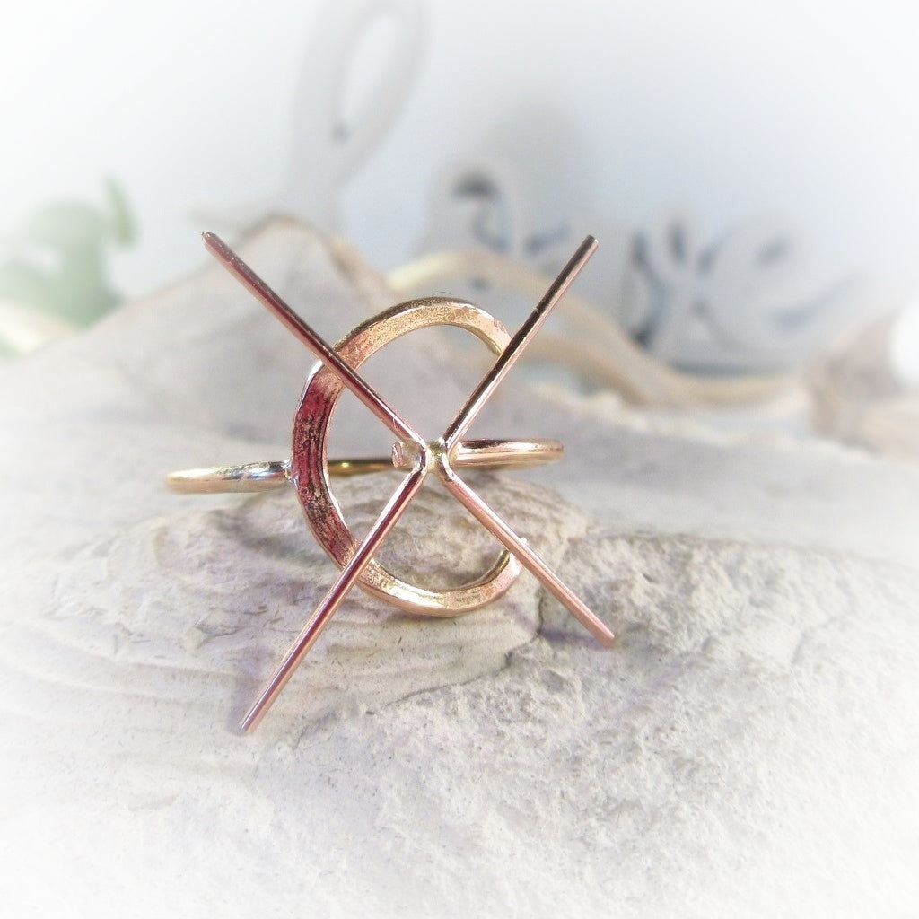 Raw Gemstone Ring - Half Moon, 1.5mm Band, Choose Your Metal