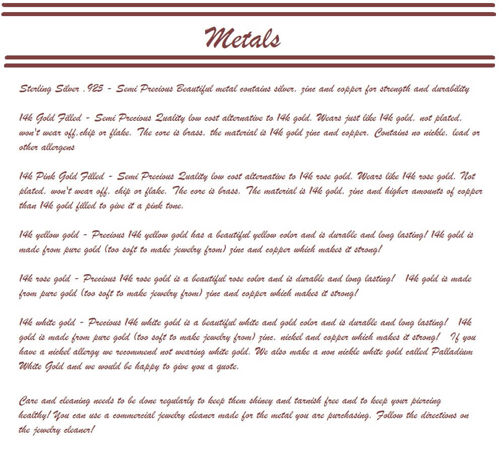 metals info for bezel settings