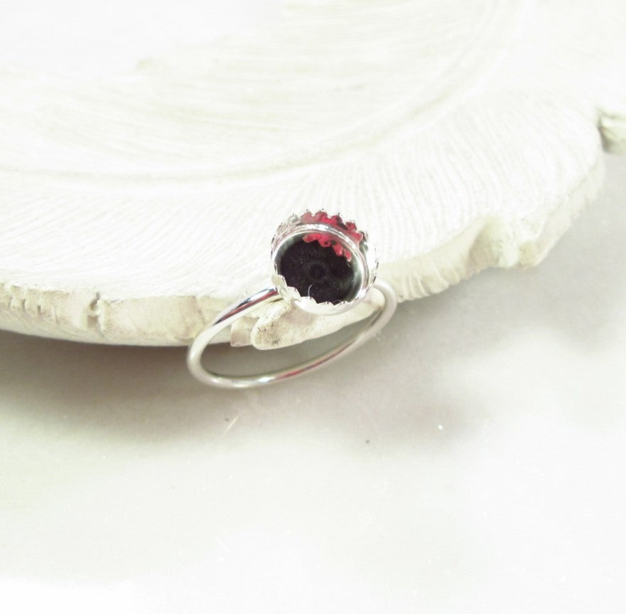 Bezel Cup Ring Setting - Plain, Serrated Round, 1mm Band, Choose Your Cup, Choose Your Metal