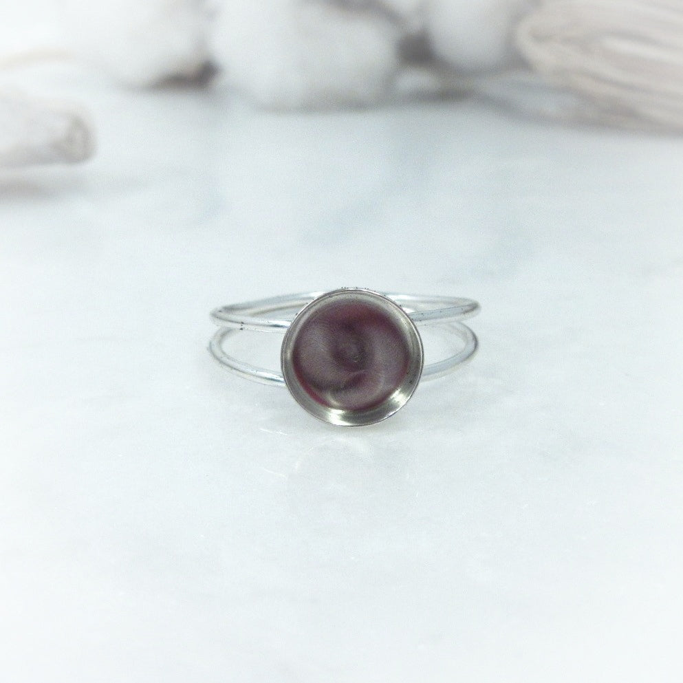 double band round bezel cup ring setting 