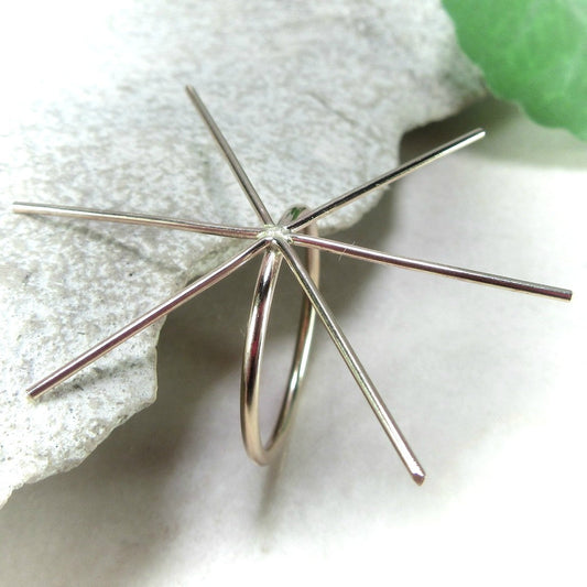 Raw Gemstone Ring - Plain, 6 Prong, 1mm Band, Solid 14k Gold