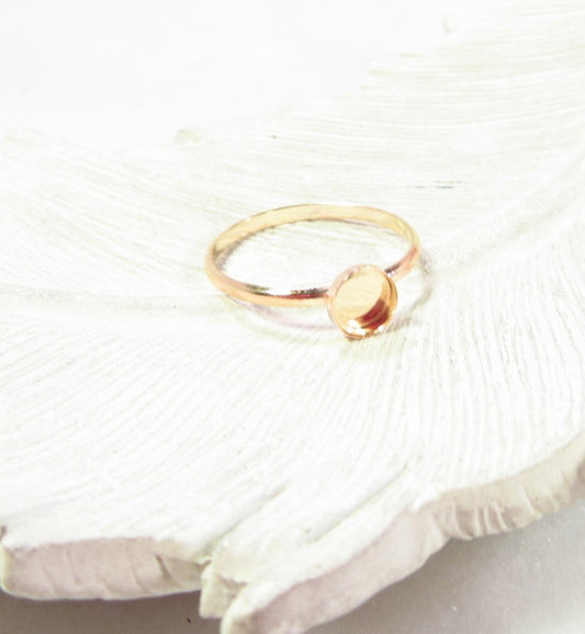 Bezel Cup Ring Setting - Half Round, Round, 1mm Band, Choose Your Cup, Choose Your Metal