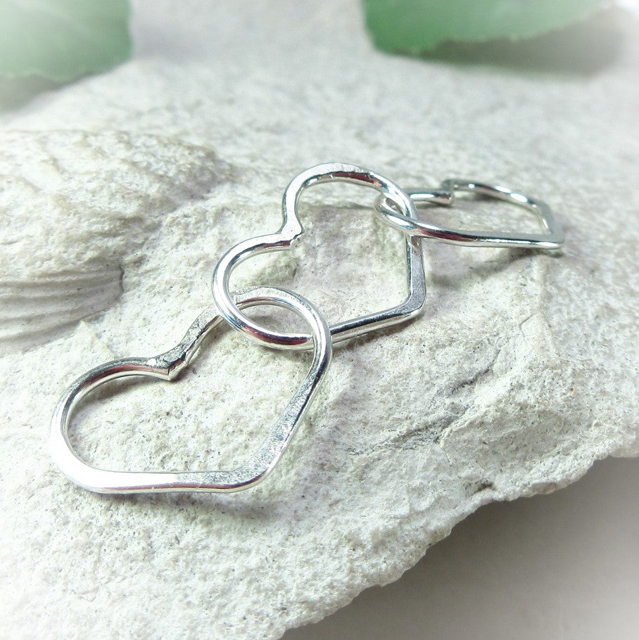 Links - Hearts Triple, 8x11mm, 1mm, Choose Your Metal