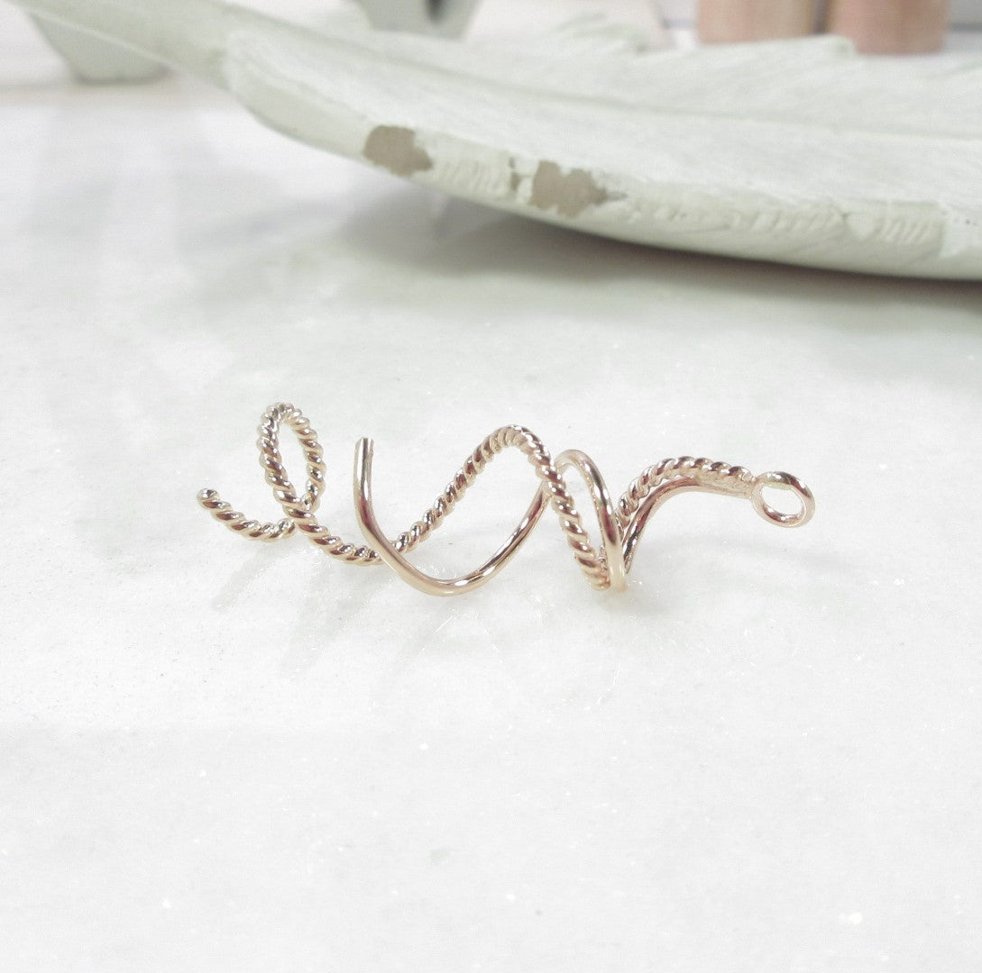 side view double twist earring component
