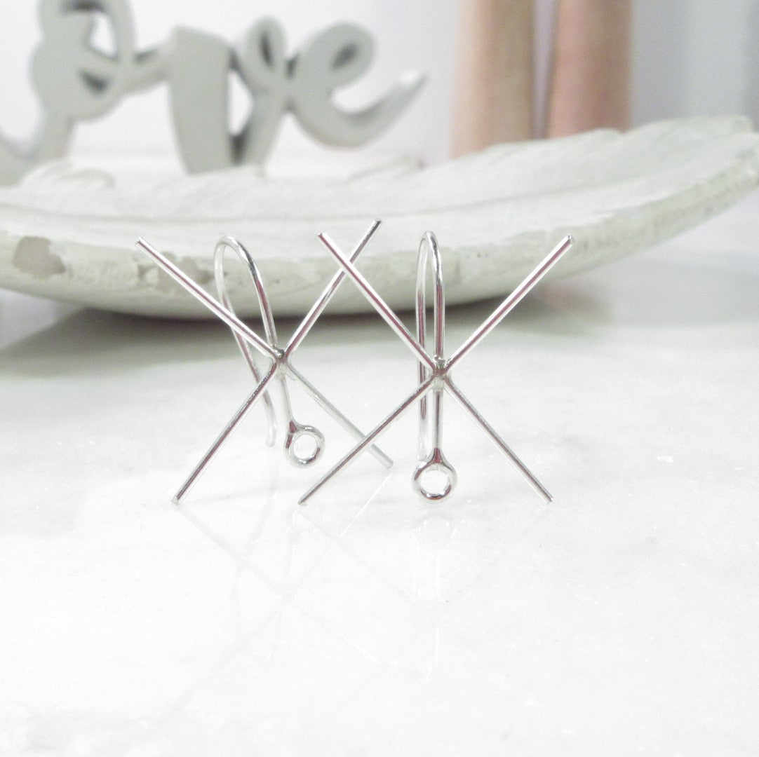 Raw Gemstone Earring Settings With Ring - French Ear Wire, 4 Prong, Solid 14k Gold