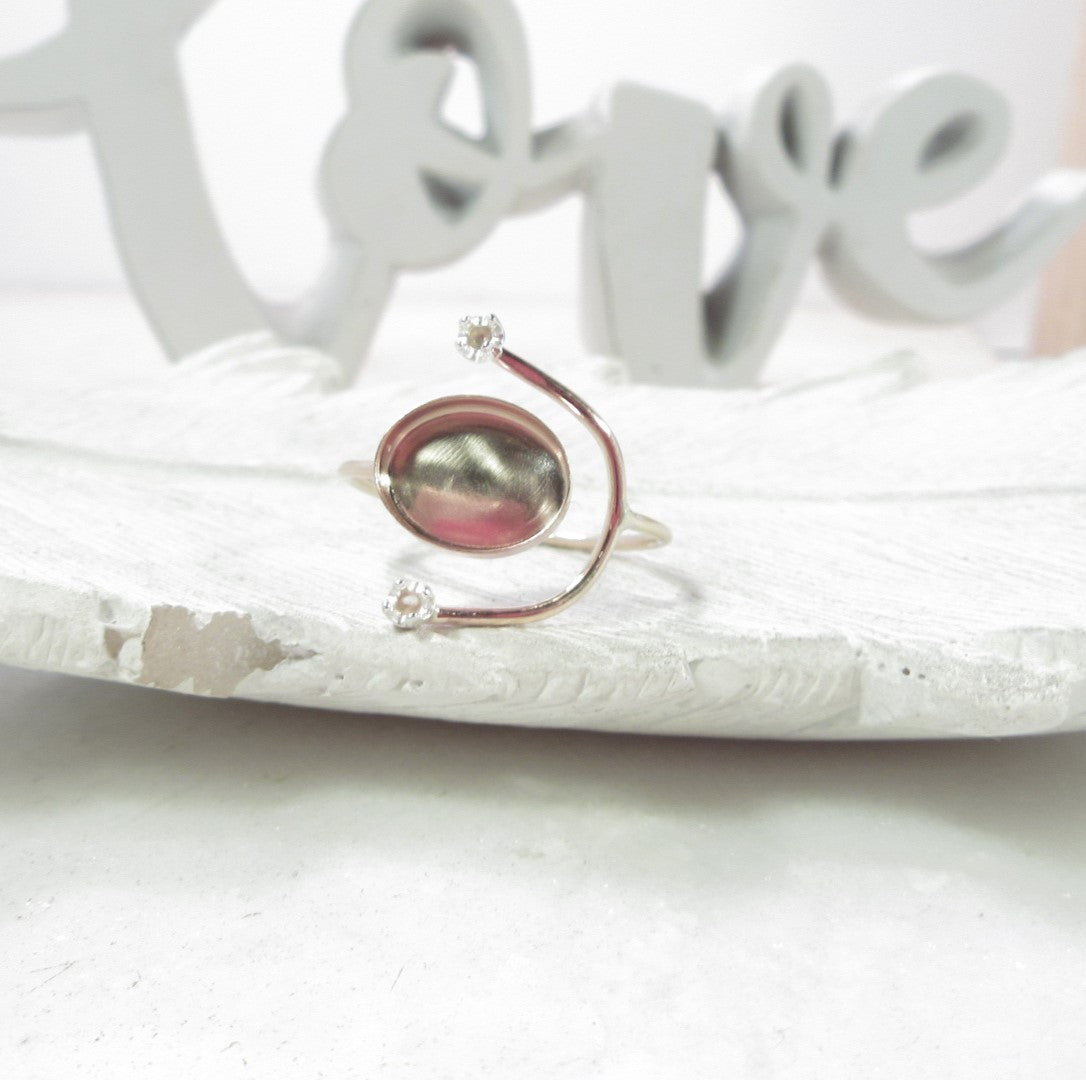 Bezel Cup Ring - Oval Faceted, 1.5mm Band, Choose Your Metal