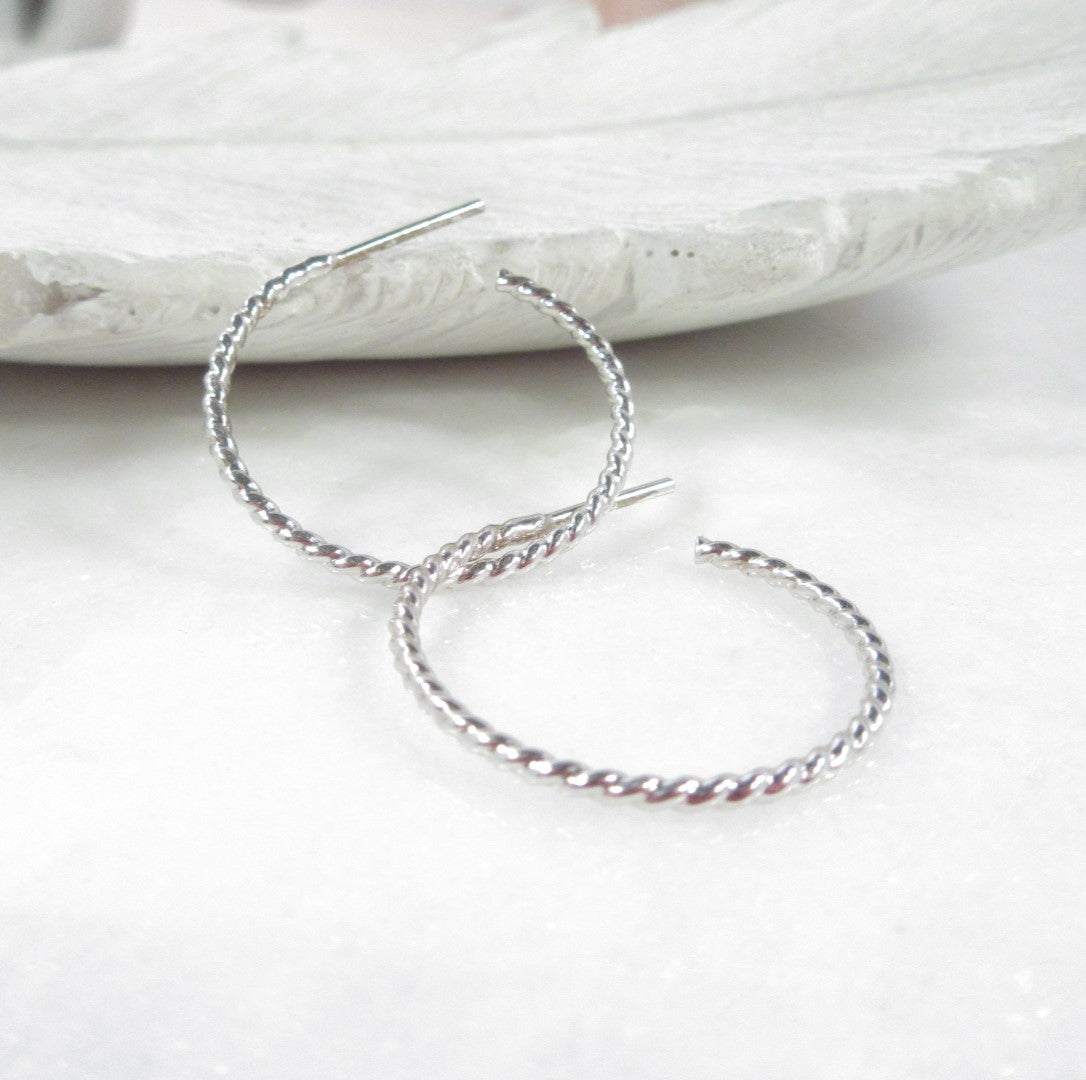 Small Post Hoop Earrings - Dot Twist