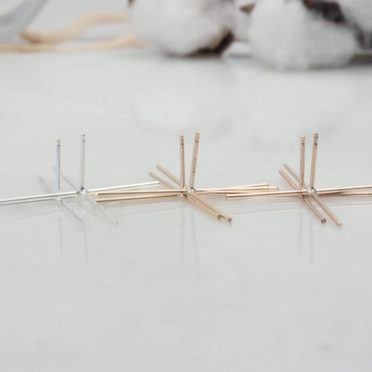 Raw Gemstone Earring Settings - 4 Prong Post, Choice Of Metals