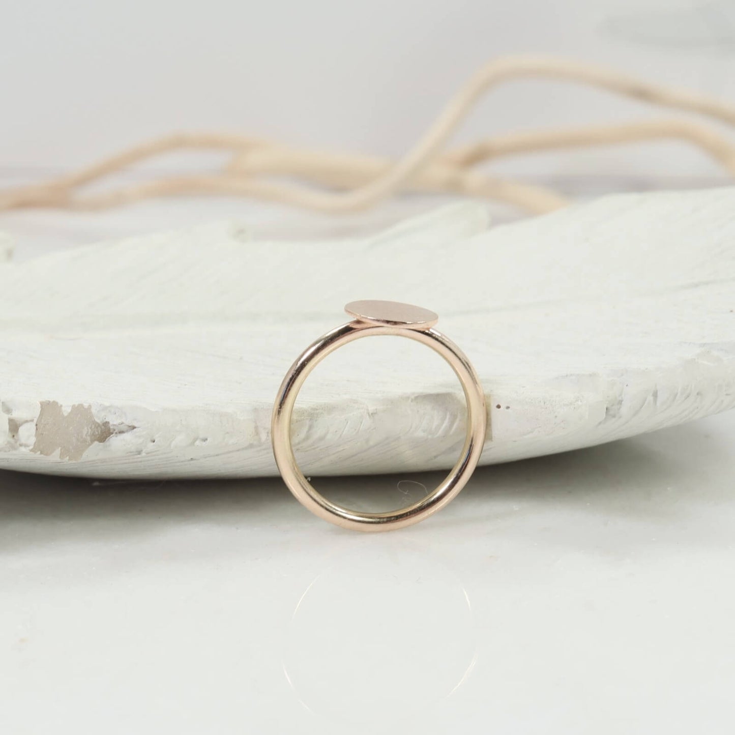Disk (Glue) Ring - 2mm, 7mm Disk, Solid 14k Gold