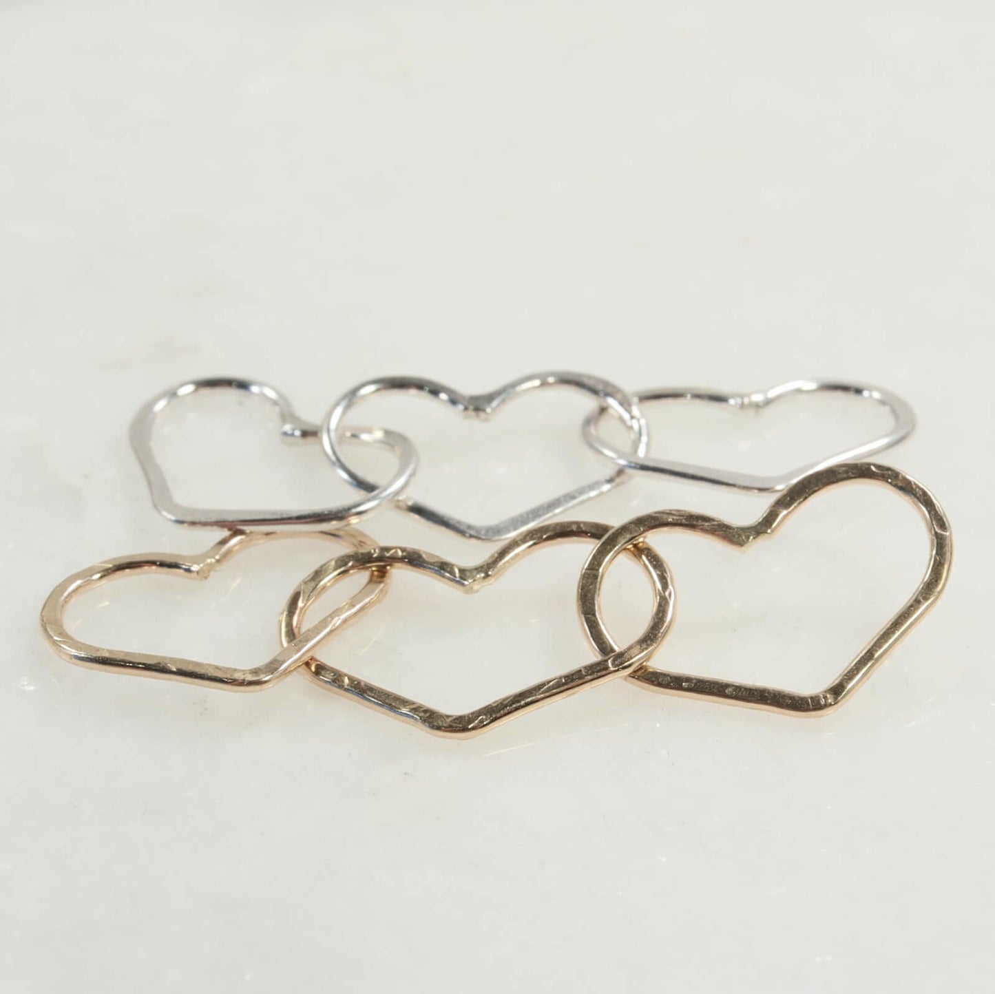 Links - Hearts Triple, 8x11mm, 1mm, Choose Your Metal