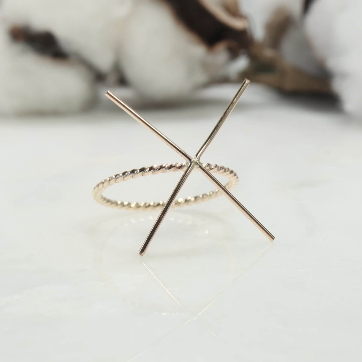 Raw Gemstone Ring - Dot Twist, 1mm Band, Choose Your Metal