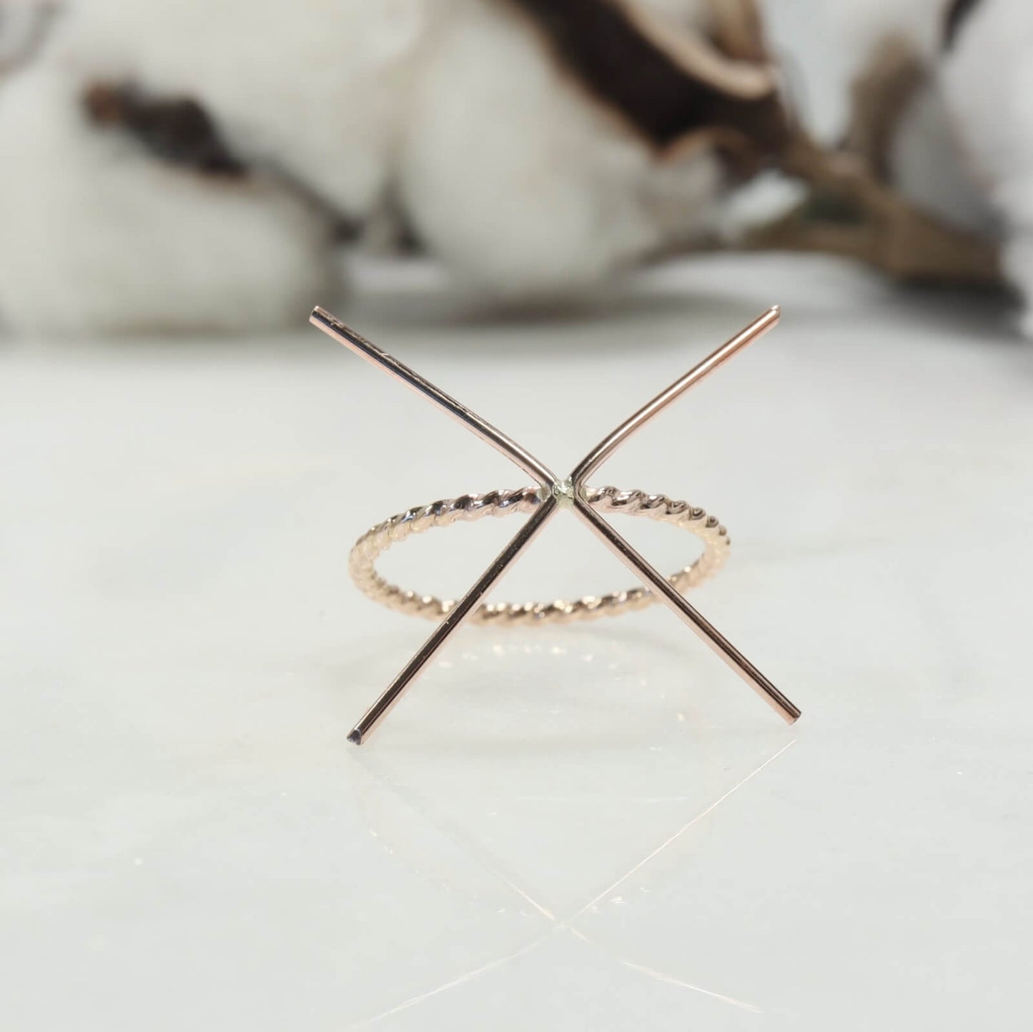 Raw Gemstone Ring - Dot Twist, 1mm Band, Choose Your Metal