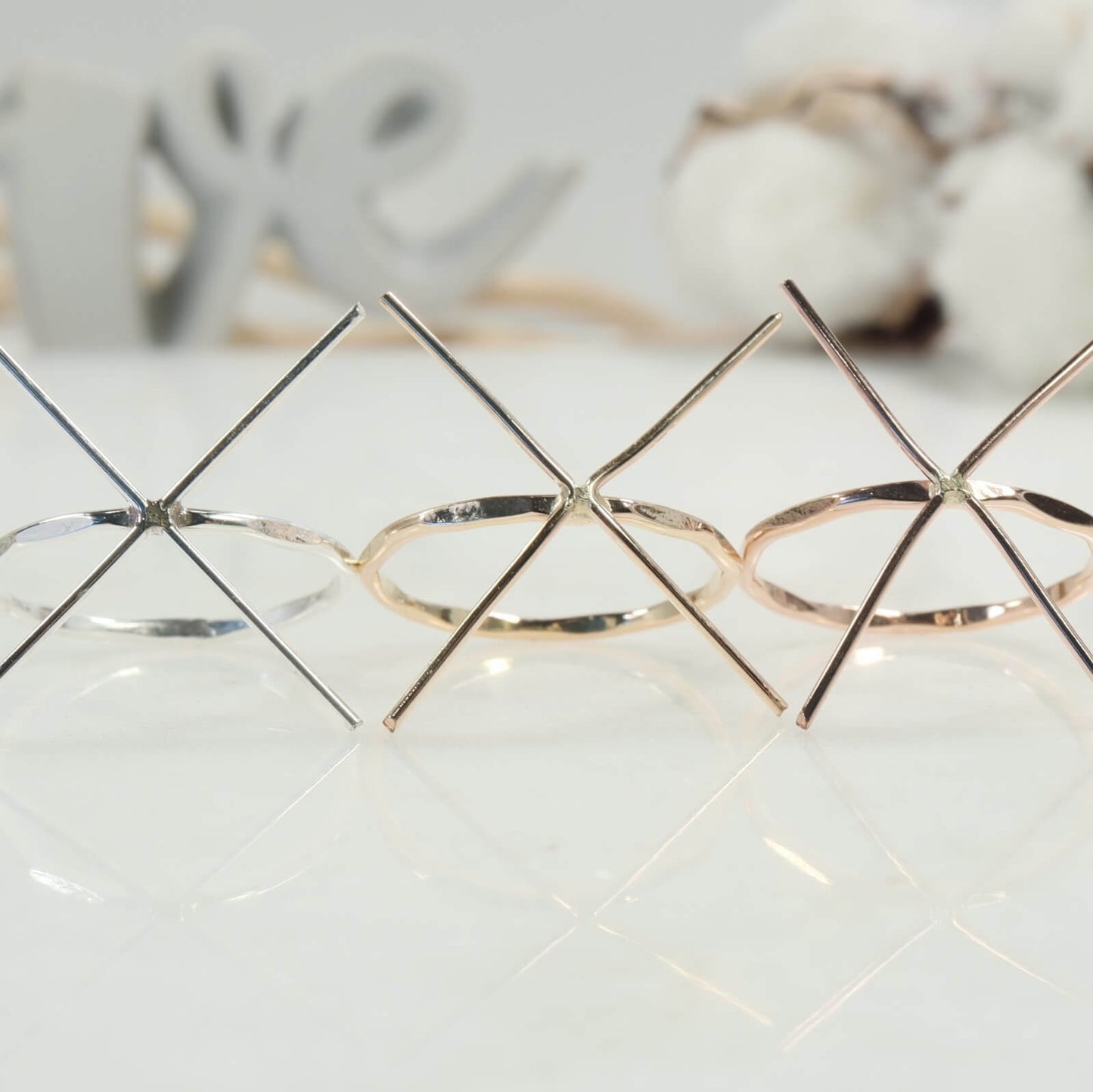 Raw Gemstone Ring - Flattened, 1.5mm Band, Solid 14k Gold