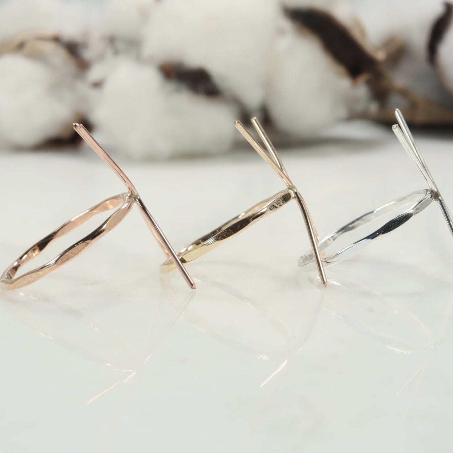 Raw Gemstone Ring - Flattened, 1mm Band, Choose Your Metal