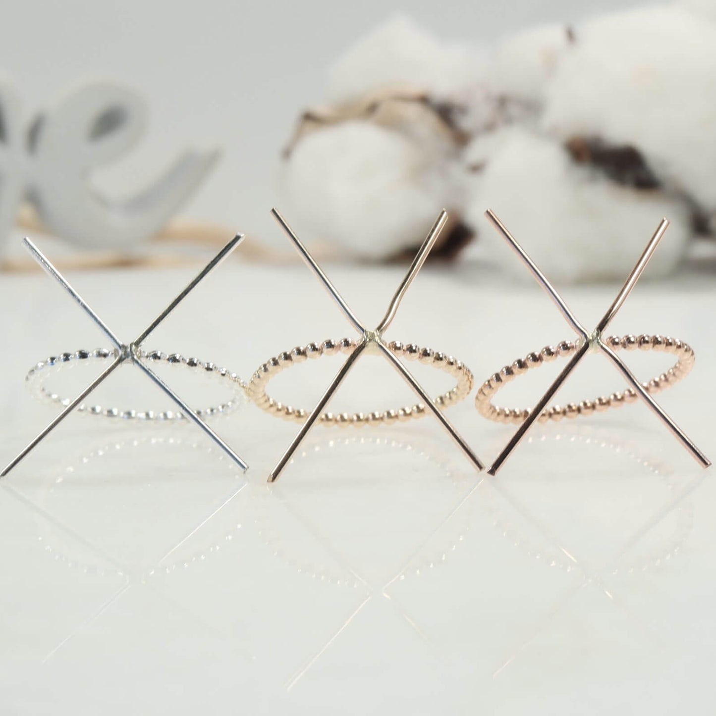 Raw Gemstone Ring - Bead, 1mm Band, Choose Your Metal