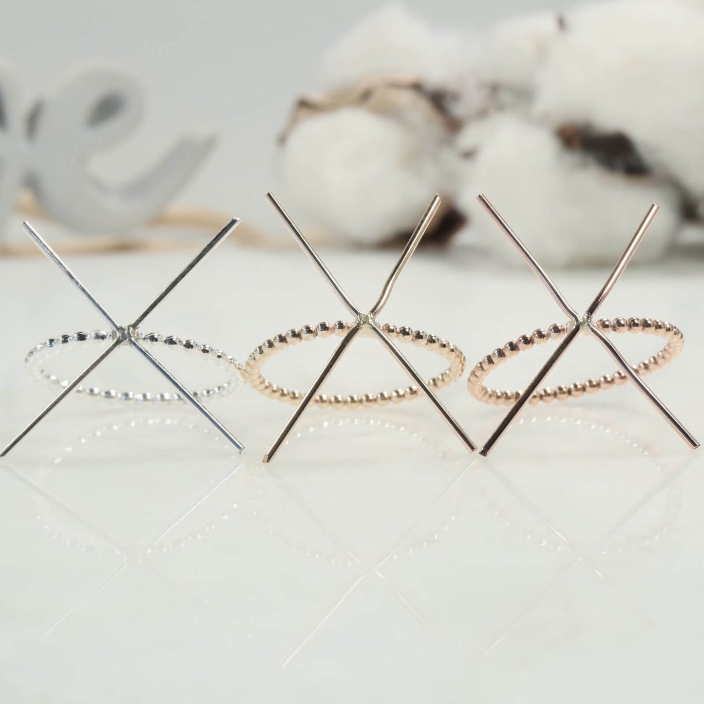 Raw Gemstone Ring - Bead, 1.5mm Band, Choose Your Metal