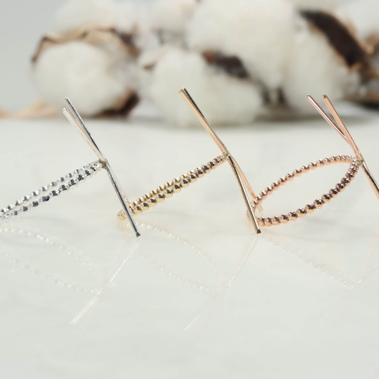 Raw Gemstone Ring - Bead, 1.5mm Band, Choose Your Metal