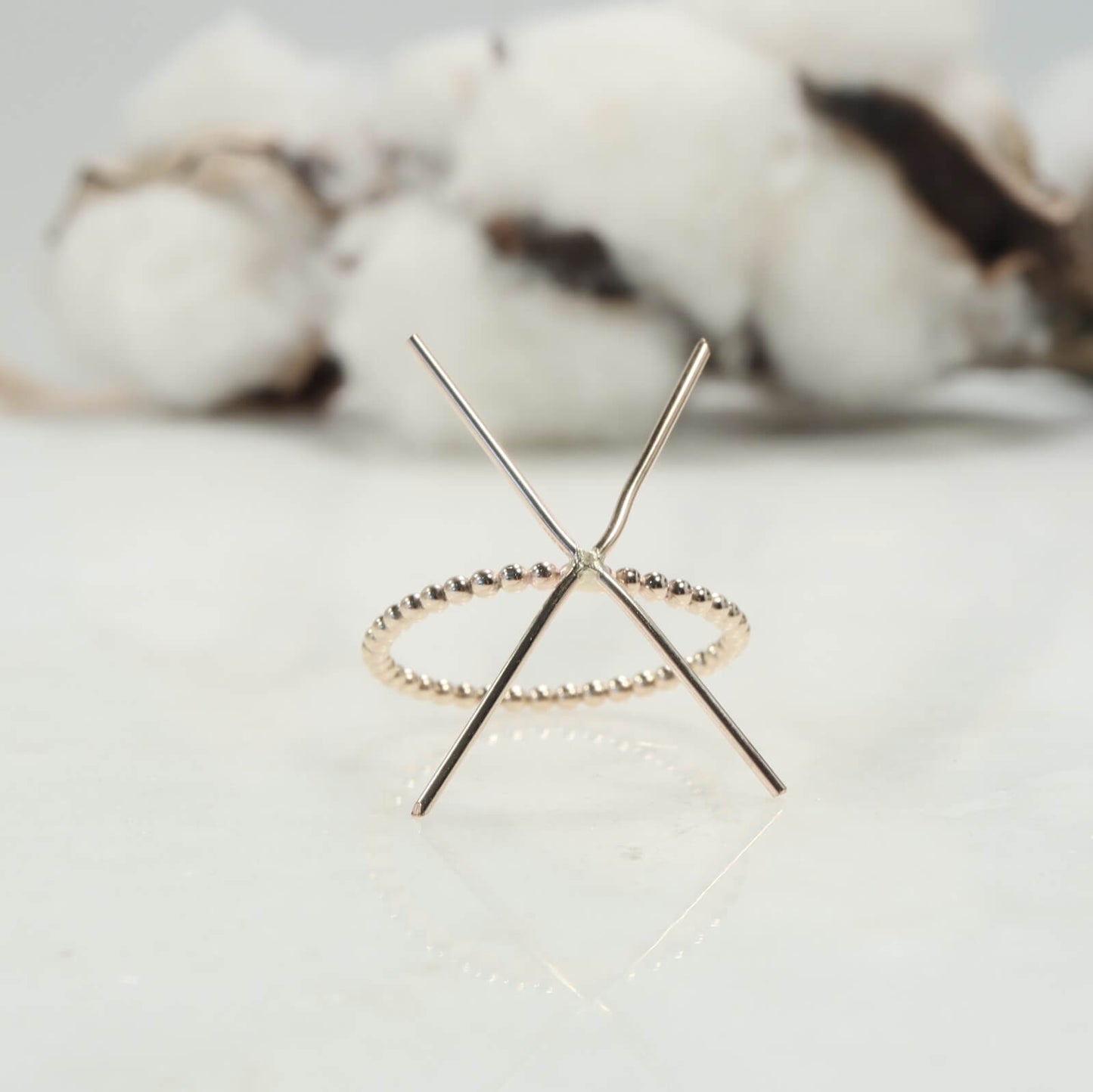 Raw Gemstone Ring - Bead, 1.5mm Band, Choose Your Metal