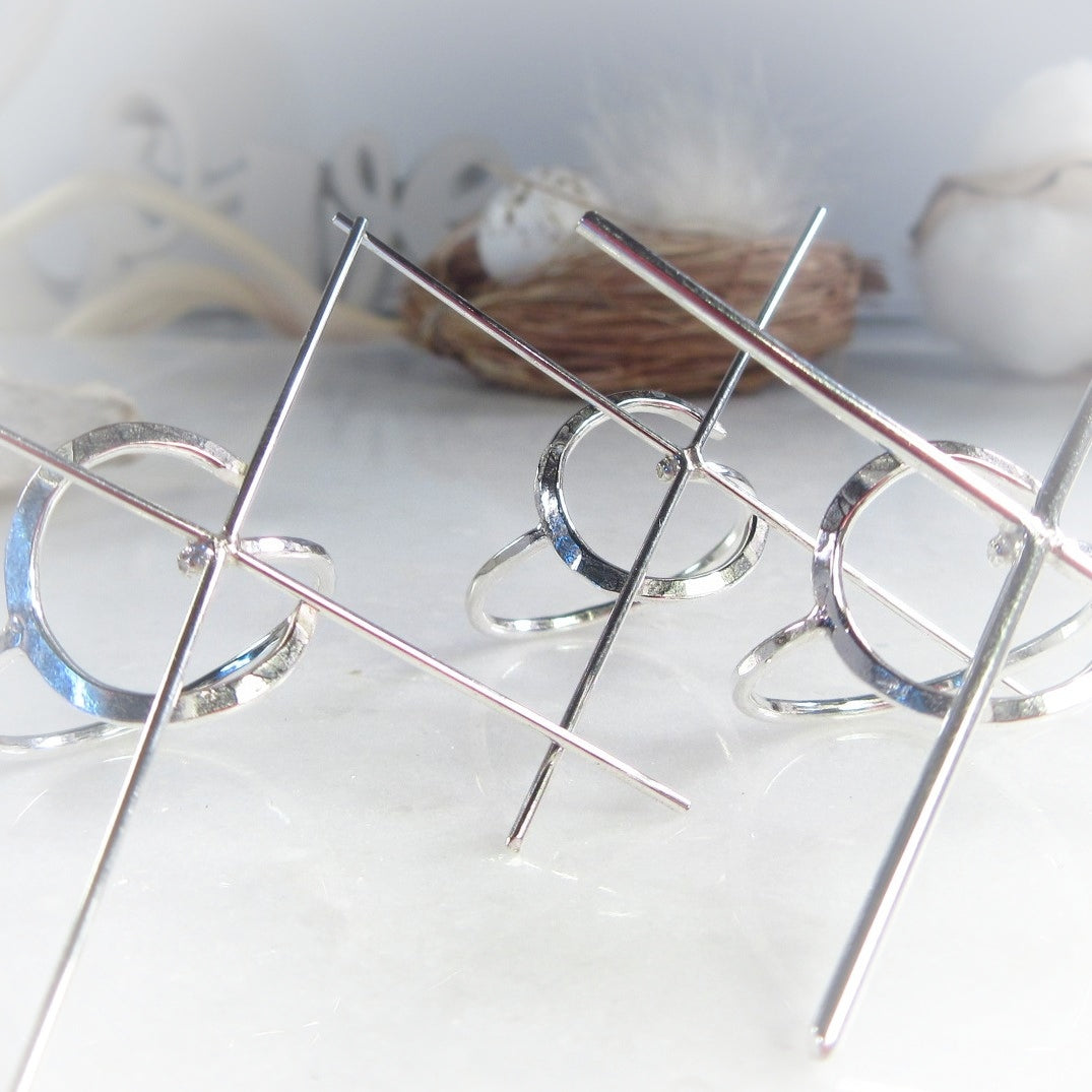 Raw Gemstone Ring - Half Moon, 1.5mm Band, Choose Your Metal