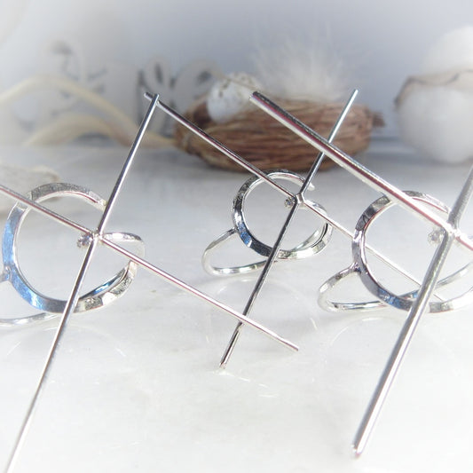 Raw Gemstone Ring - Half Moon, 1.5mm Band, Choose Your Metal