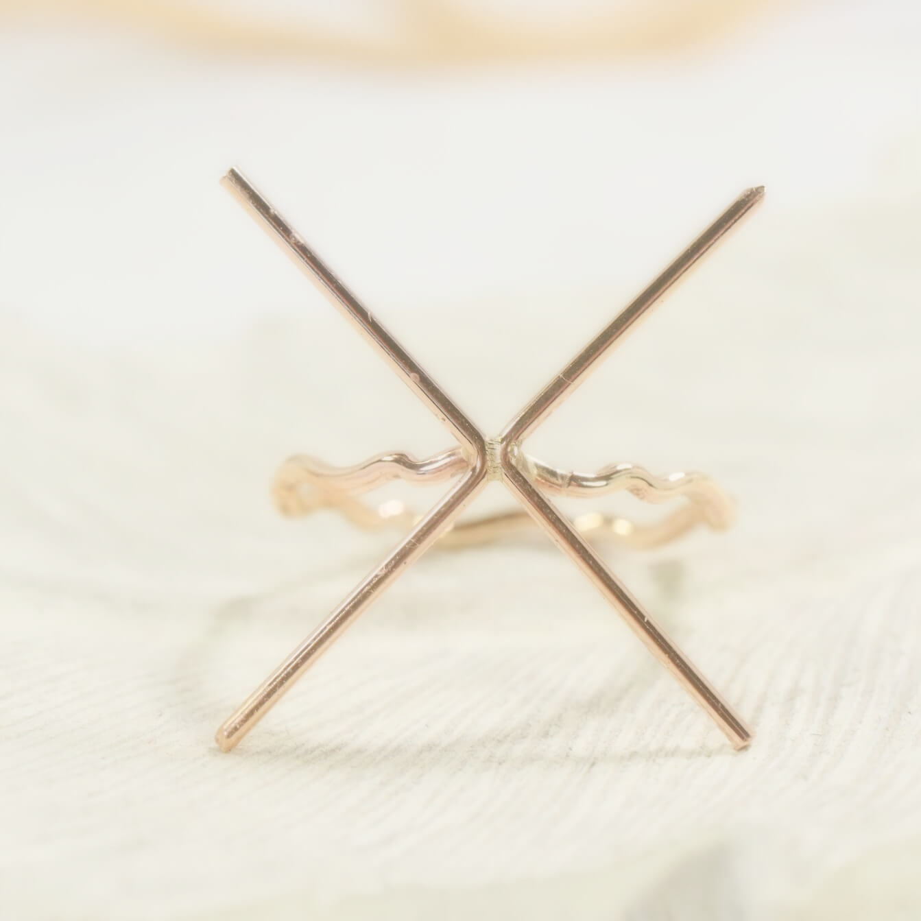 Raw Gemstone Ring - Wave, 1mm Band, Solid 14k Gold