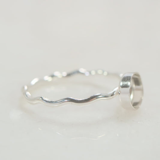 Bezel Cup Ring Setting - Dip, Round, 1mm Band, Choose Your Cup, Choose Your Metal