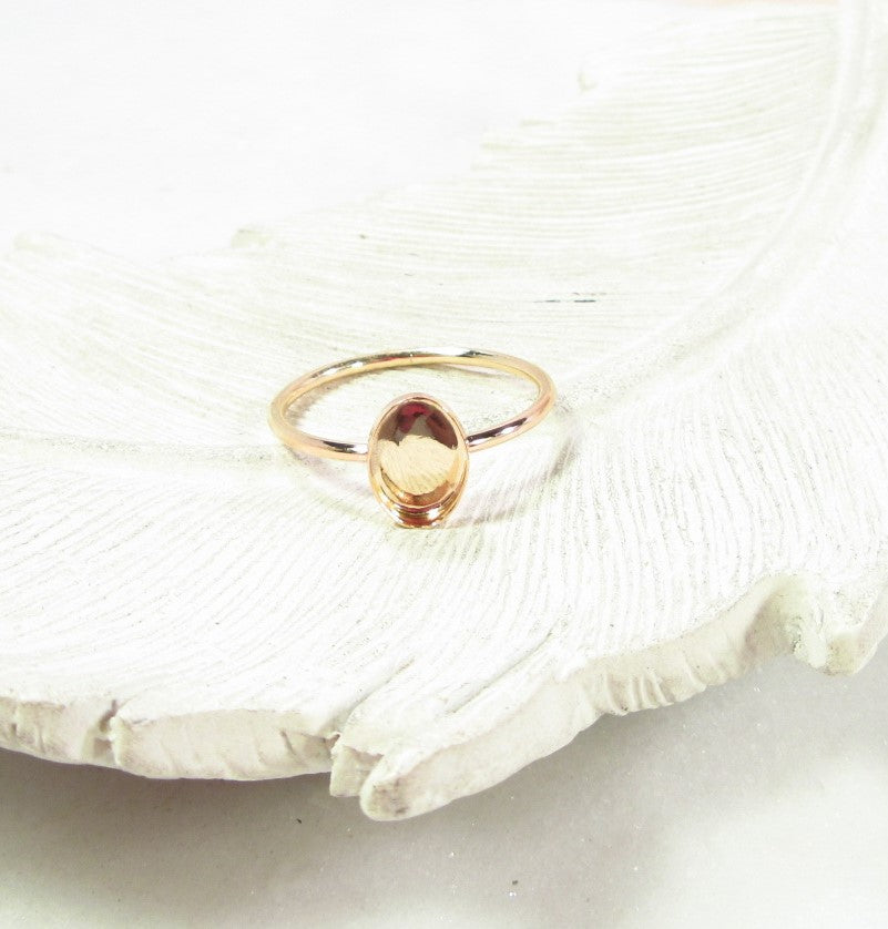 Bezel Cup Ring Setting - Plain, Oval, 1mm Band, Choose Your Cup, Choose Your Metal