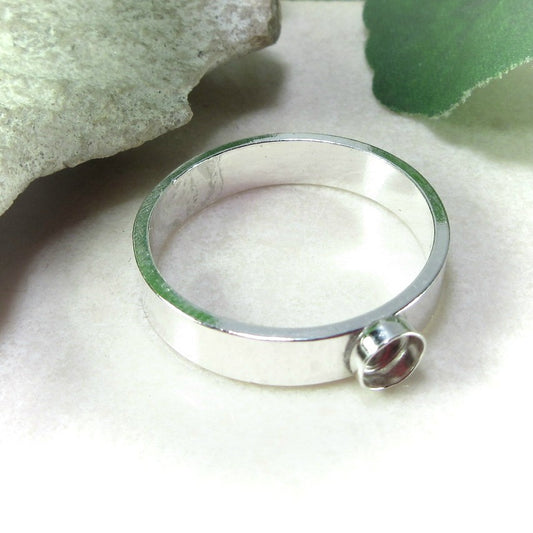 Wide Band Bezel Cup Ring Setting - 2mm Choose Your Bezel Cup and Metal