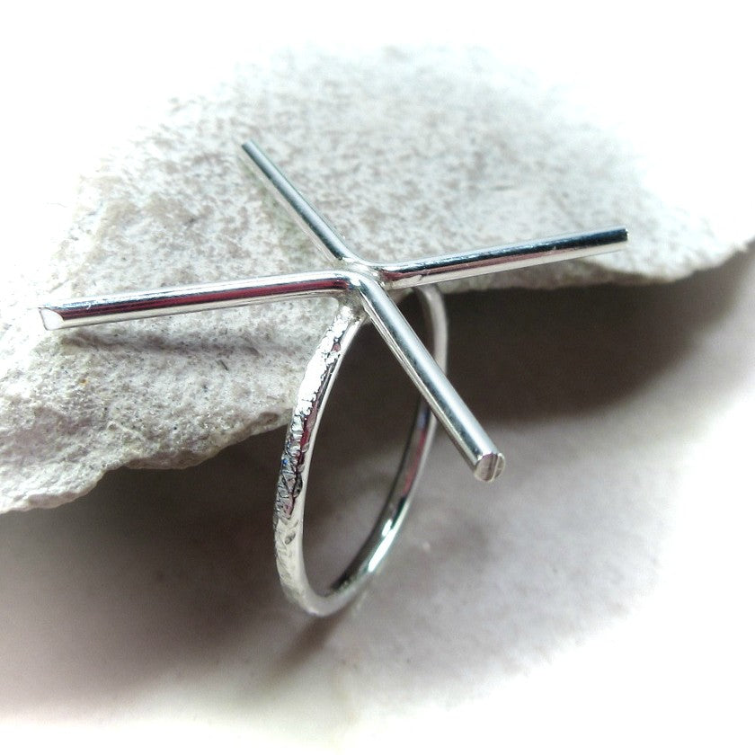 Raw Gemstone Ring - Feathered, 1mm Band, Solid 14k Gold