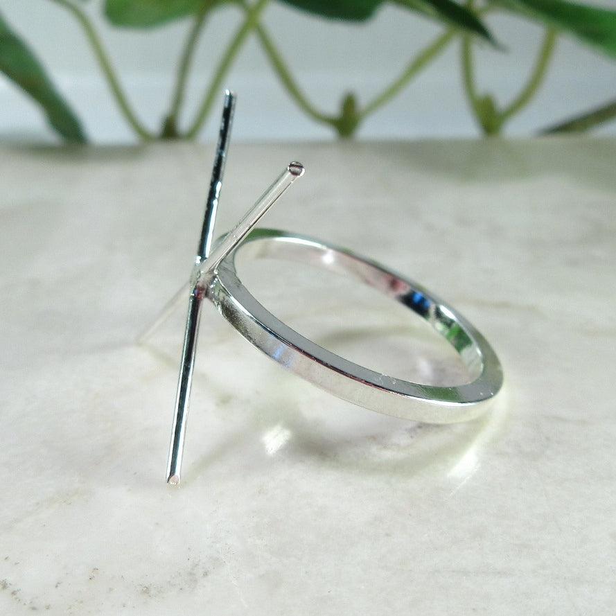 Raw Gemstone Ring - Square, 2mm Band, Solid 14k Gold